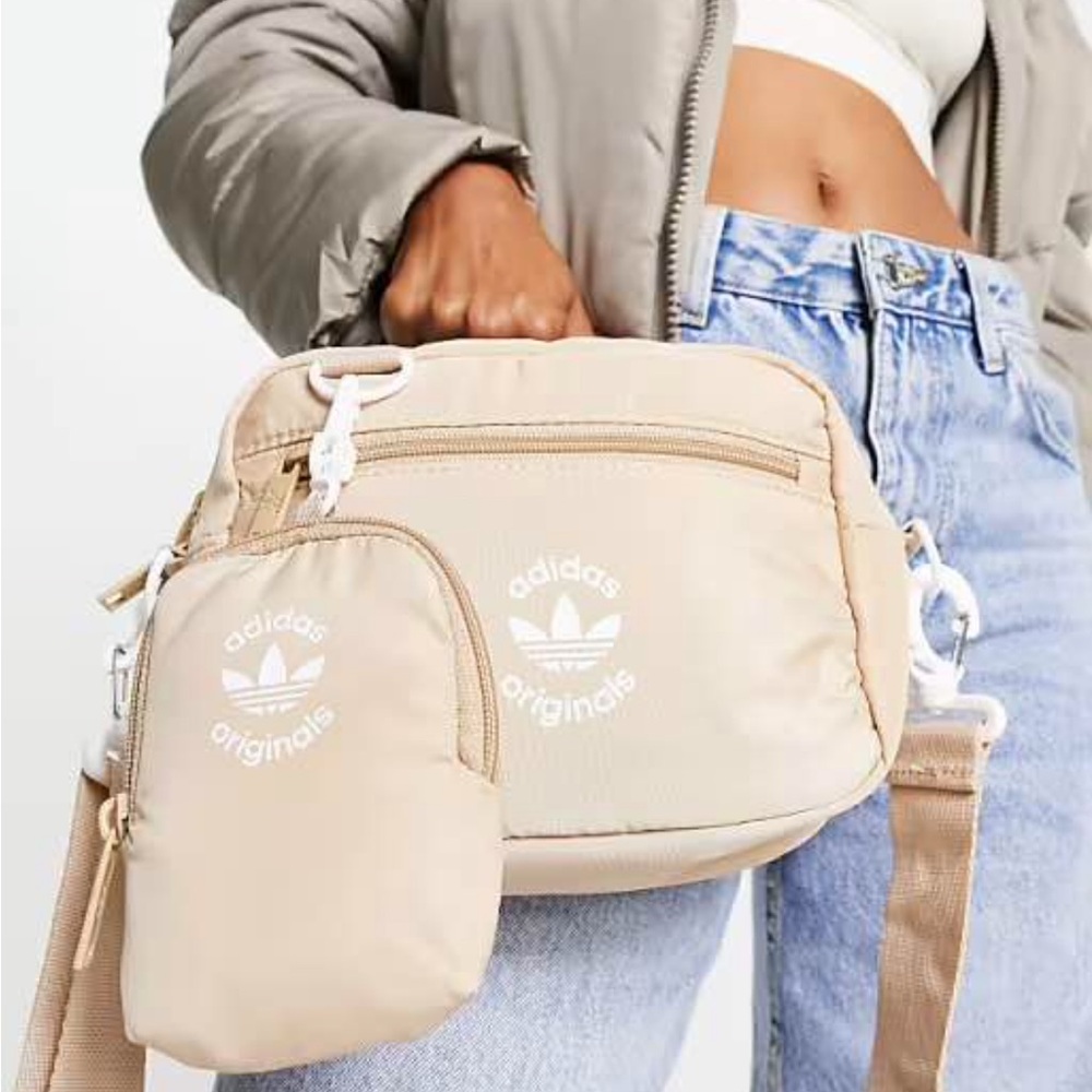 adidas Originals Beige/Tan Nylon Crossbody Bag with Coin Pouch